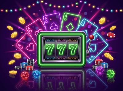 A vibrant display of luxury digital slot machines and golden coins